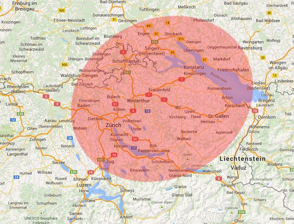 In der Ostschweiz muss suchen, wer Überreste des Meteoriten finden will.