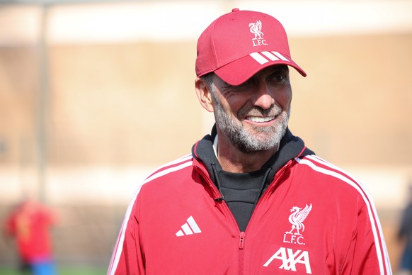 epa12854252 Former Liverpool manager and Head of Global Soccer for Red Bull Jurgen Klopp attends an event ahead of a Liverpool Legends match in Liverpool, Britain, 27 March 2026. Jurgen Klopp took par ...