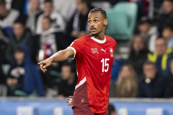 Switzerland&#039;s Djibril Sow reacts during the FIFA World Cup 26 UEFA Qualifiers Group B match between Slovenia and Switzerland, at Stozice Stadium, in Ljubljana, Slovenia, Monday, October 13, 2025. ...