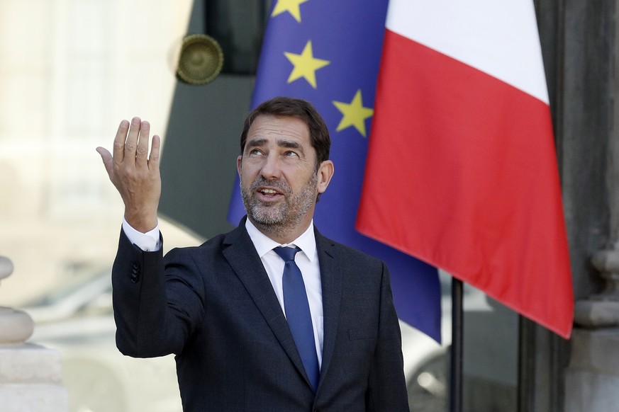 epa07083227 French Junior Minister in charge of the Parliament Christophe Castaner leaves the Elysee Palace following the weekly cabinet meeting at the Elysee Palace in Paris, France, 10 October 2018. ...