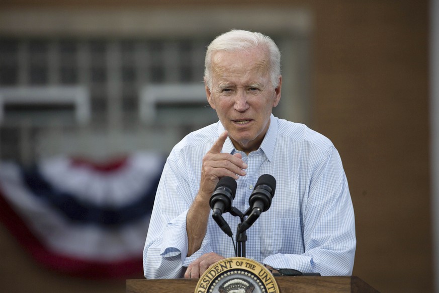 President Joe Biden speaks at a United Steel Workers of America Labor Day event in West Mifflin, Pa., just outside Pittsburgh, Monday Sept. 5, 2022. (AP Photo/Rebecca Droke)
