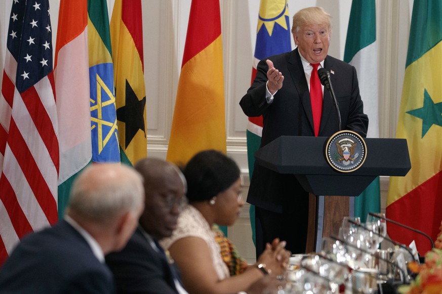 President Donald Trump speaks during a luncheon with African leaders at the Palace Hotel during the United Nations General Assembly, Wednesday, Sept. 20, 2017, in New York. (AP Photo/Evan Vucci)