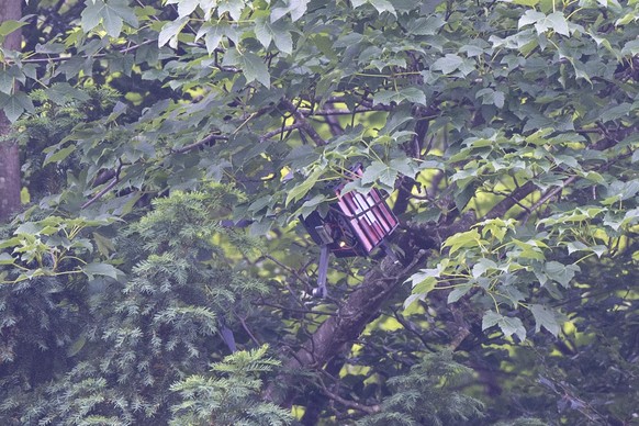 Eine Drohne eines unbekanntem Besitzers crasht in den Wald ueber dem Ruetli unter Seelisberg, anlaesslich des Fraktionsausflug der SVP Schweiz in die Zentralschweiz wie hier auf den Rutli am Urnersee, ...
