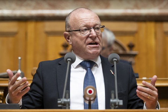 Jean-Luc Addor, SVP-VS, spricht waehrend der Herbstsession der Eidgenoessischen Raete, am Donnerstag, 19. September 2024 im Nationalrat in Bern. (KEYSTONE/Anthony Anex)