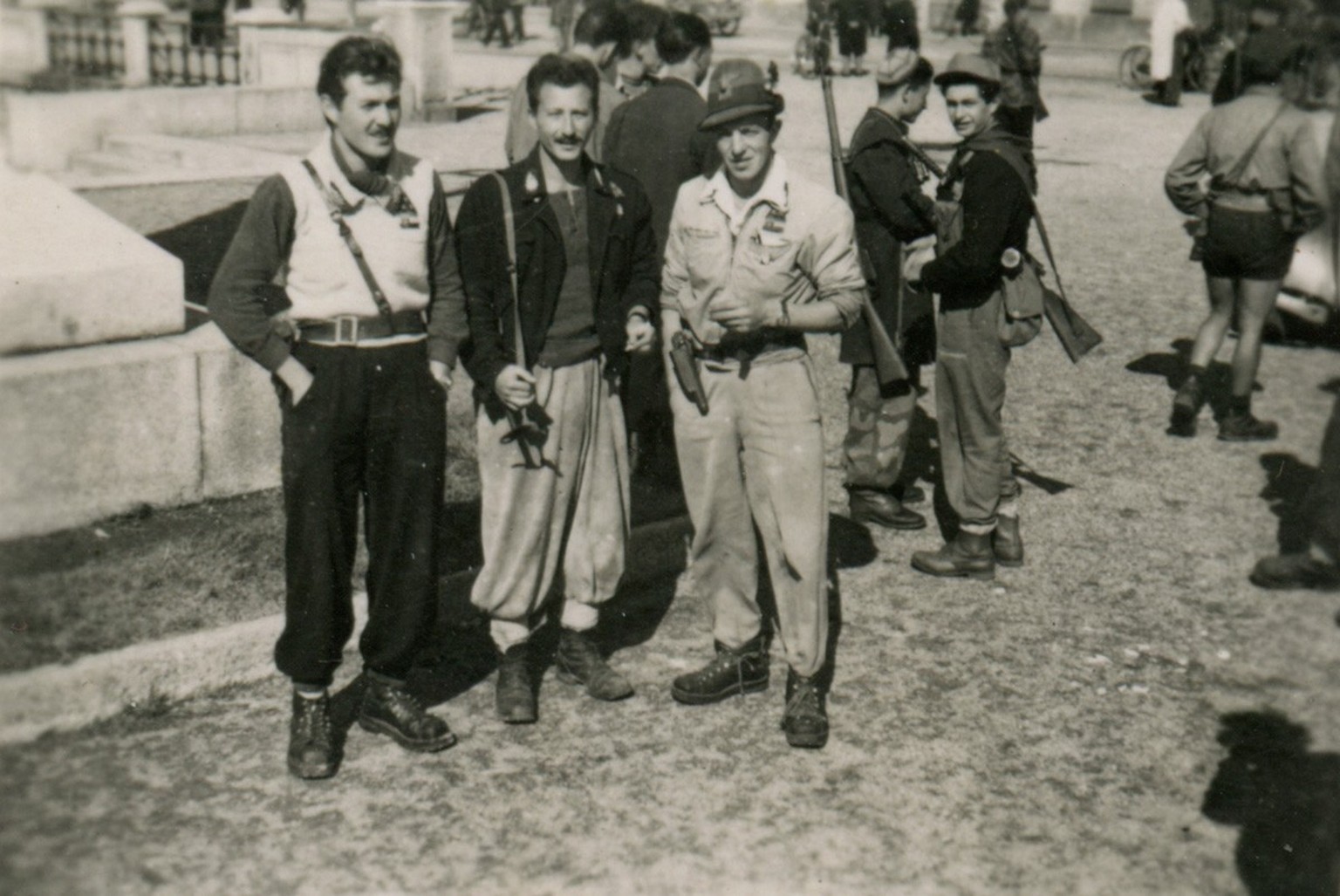 Partisanen der Brigade Cesare Battistini in Verbania, April 1945.