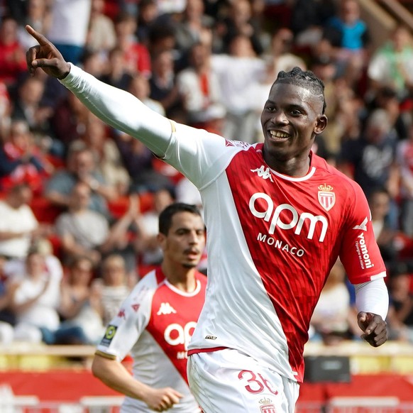 Breel Embolo of AS Monaco celebrates after scoring a goal during the League 1 Ubert Eats match between AS Monaco and Clermont Foot 63 at Stadium Louis II in Monaco. FOOTBALL : AS Monaco vs Clermont Fo ...