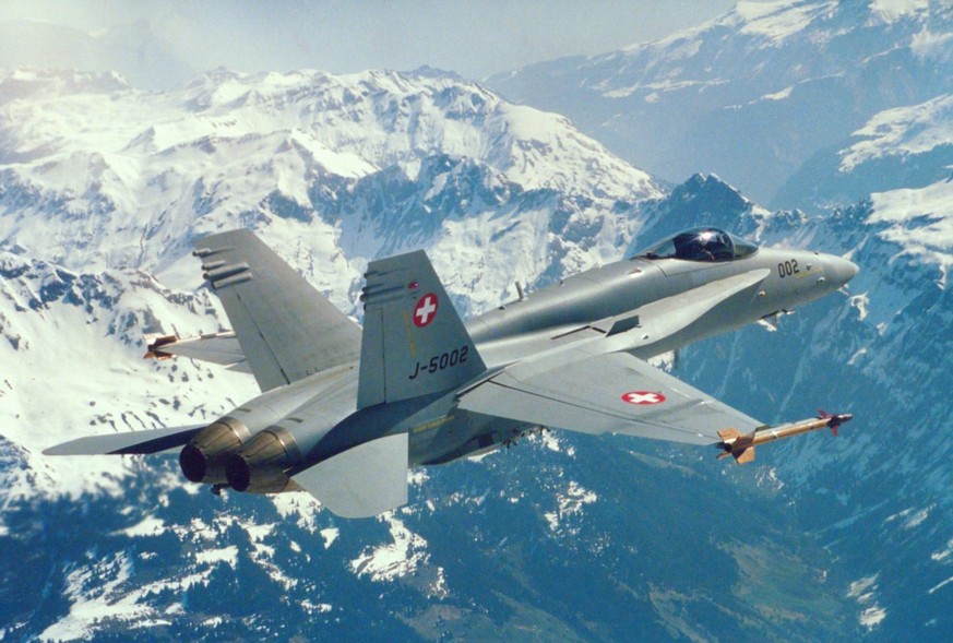 Ein Kampfjet FA-18 der Schweizer Luftwaffe.