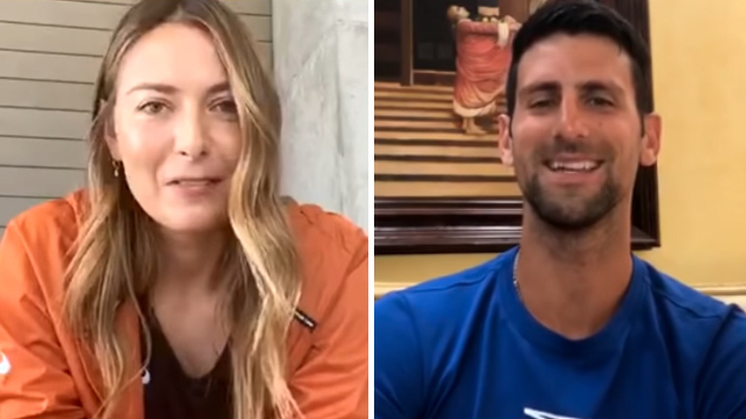 Scharapowa und Djokovic hatten bei ihrem einstündigen Gespräch viel zu lachen.