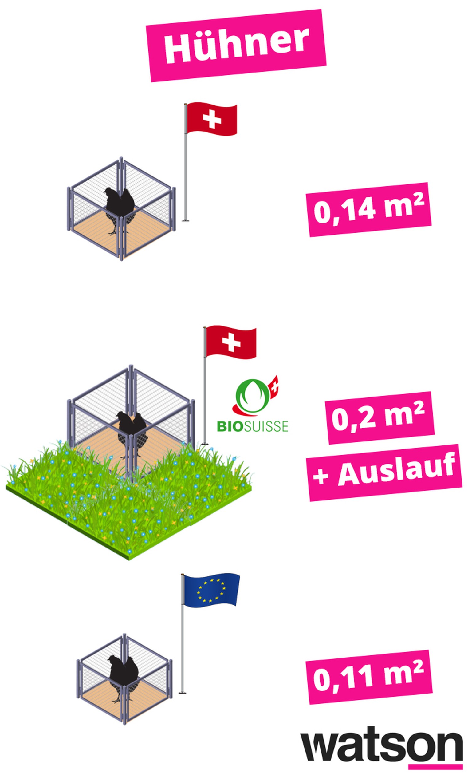 Grafiken Schweiz EU Nutztier Landwirtschaft Rinder Hühner Schweine