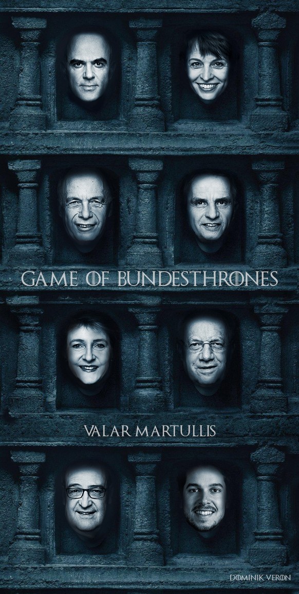 Nein, das ist kein Filmplakat, das ist bloss das neue Bundesratsfoto
Mich erinnert es ein bisschen an das... Game of Bundesthrones.