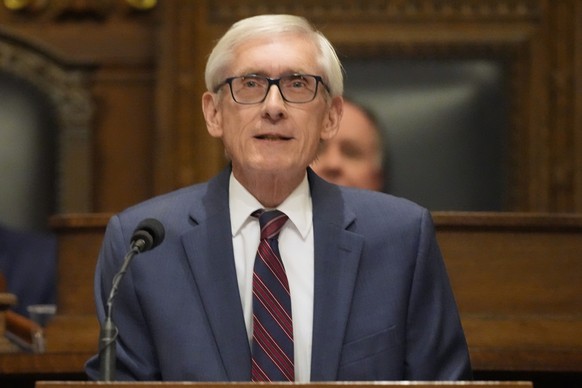 FILE - Wisconsin Gov. Tony Evers gives the annual State of the State address, Jan. 22, 2025, at the state Capitol in Madison, Wis. (AP Photo/Morry Gash, File)
Tony Evers