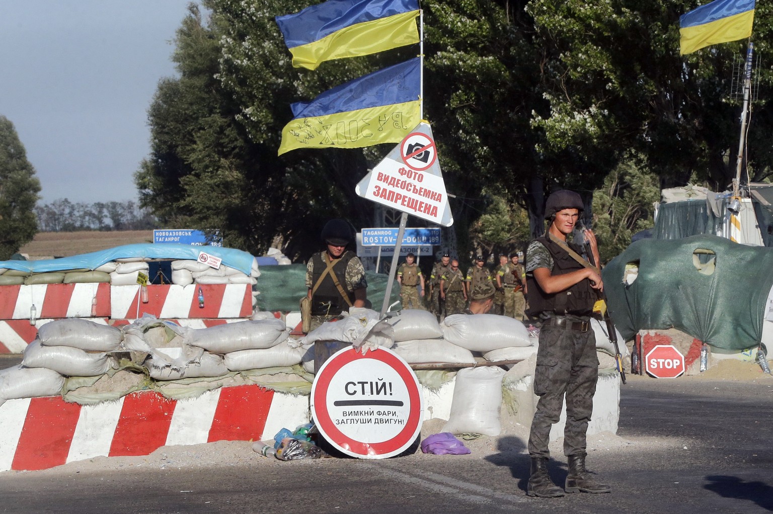 Ein ukrainischer Checkpoint in Mariupol. Die Ukraine befürchtet, dass eine russische Invasion bevorsteht.