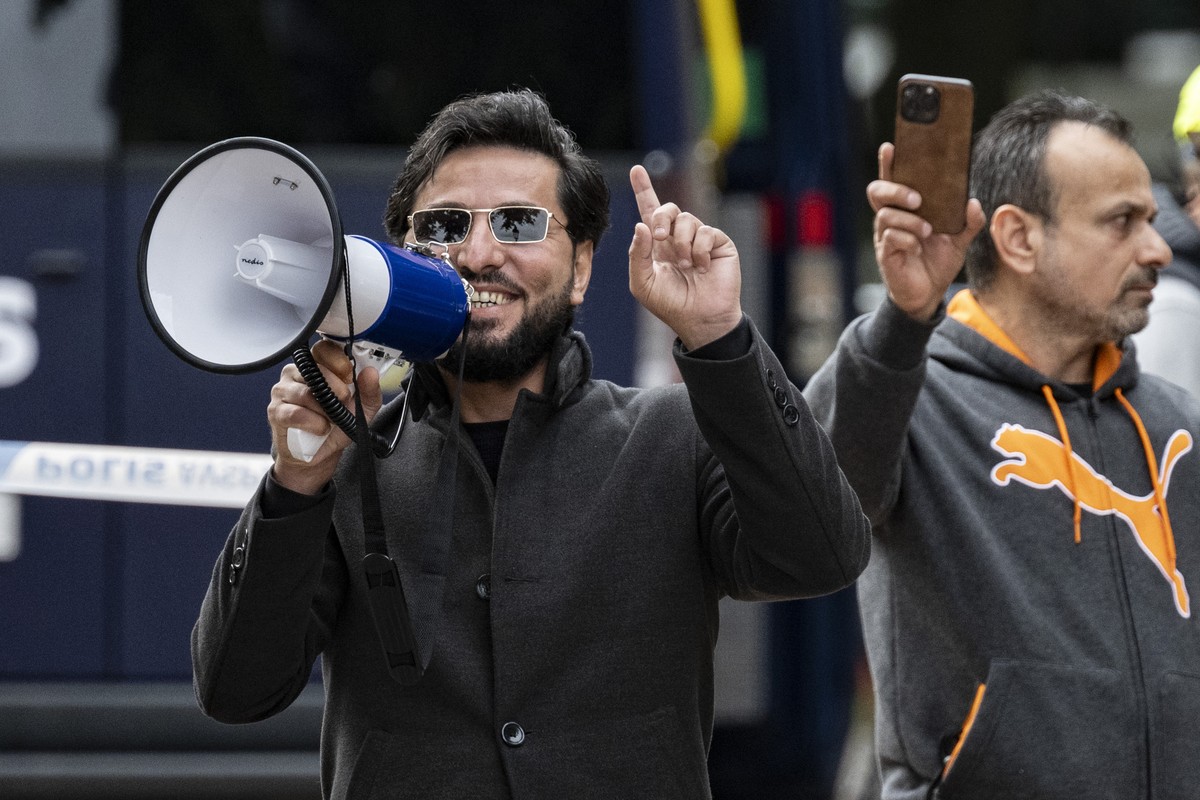 FILE - Salwan Momika speaks in Malm