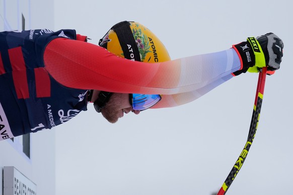 Switzerland's Niels Hintermann starts his run during a World Cup men's downhill training run, Tuesday, Dec. 2, 2025, in Beaver Creek, Colo. (AP Photo/John Locher)
United States World Cup Dow ...