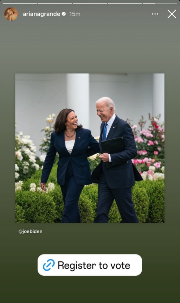 joe biden kamala harris instagram story ariana grande endorsment