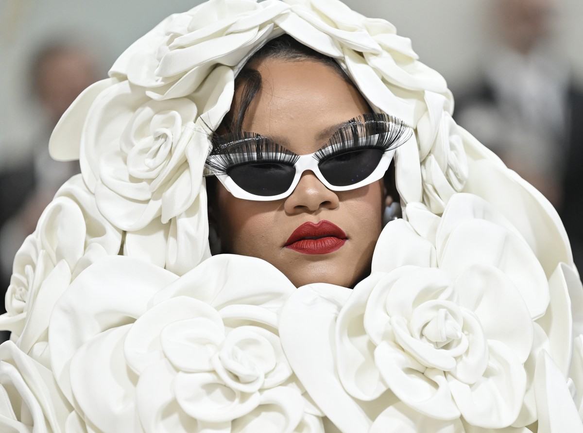 FILE - Rihanna attends The Metropolitan Museum of Art's Costume Institute benefit gala celebrating the opening of the "Karl Lagerfeld: A Line of Beauty" exhibition on May 1, 2023, in Ne ...