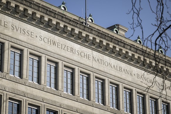 The facade of the Swiss National Bank (SNB) is seen in Zurich, Switzerland, on Thursday, March 19, 2026. (KEYSTONE/Andreas Becker)