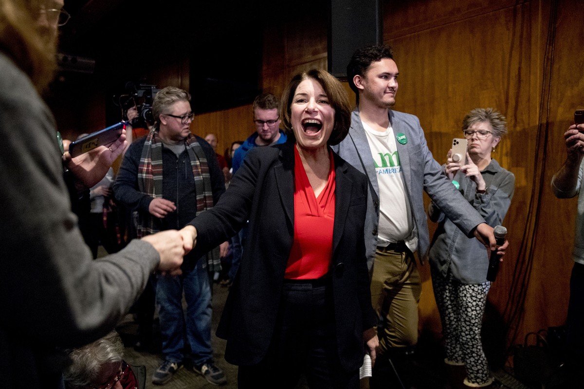 Democratic presidential candidate Sen. Amy Klobuchar, D-Minn., arrives at a campaign stop at Jethro's BBQ Steak n' Chop, Sunday, Jan. 26, 2020, in Ames, Iowa. (AP Photo/Andrew Harnik)
Amy Kl ...