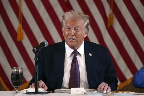 President-elect Donald Trump speaks during a meeting with Republican governors at Mar-a-Lago, Thursday, Jan. 9, 2025, in Palm Beach, Fla. (AP Photo/Evan Vucci)
Donald Trump