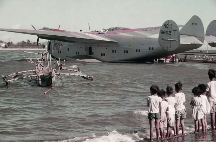 Luzon Island, Philippines 1940: Pan Am flying boat.