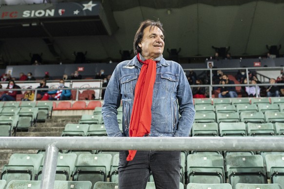 Le president du FC Sion Christian Constantin se rejouit apres le dernier match de la saison de football de Super League entre le FC Sion et le FC Basel, ce vendredi 21 mai 2021 au stade de Tourbillon  ...