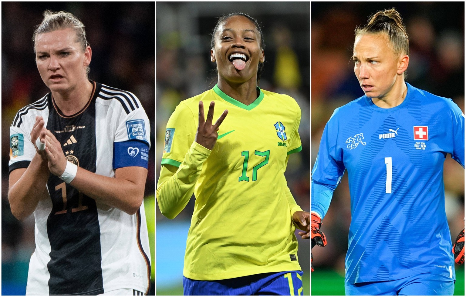 Sie drückten der WM bisher ihren Stempel auf: Deutschlands Alexandra Popp, Ary Borges aus Brasilien und die Schweizerin Gaëlle Thalmann.