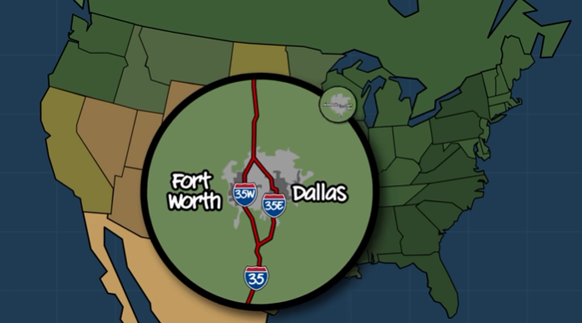 Dallas und Fort Worth konnten sich nicht einigen, wer die I-35 bekommt.