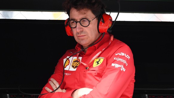 epa07825135 Scuderia Ferrari team principal Mattia Binotto during the third practice session at the Monza Autodrome in Monza, Italy, 07 September 2019. The Formula One Grand Prix of Italy takes place  ...