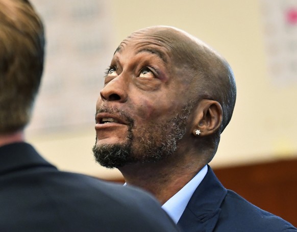 FILE - In this July, 9, 2018, file photo, plaintiff DeWayne Johnson looks up during a brief break as the Monsanto trial in San Francisco. A San Francisco jury&#039;s $289 million verdict in favor of t ...