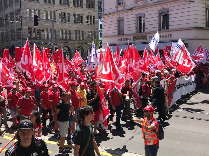 Unia Bauarbeiter Demo in Zürich