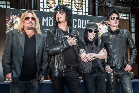 Die Mötley Crüe: (von links) Vince Neil, Nikki Sixx, Tommy Lee und Mick Mars.