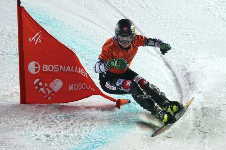 FILE - In this Jan. 30, 2016, file photo, Czech Republic&#039;s Ester Ledecka competes in the women&#039;s parallel slalom at the Snowboard World Cup event in Moscow, Russia. Ledecka made a stunning r ...