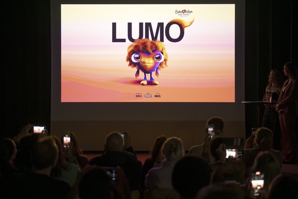 LUMO is presented as the winner of the competition for the creation of the ESC 2025 mascot in Basel, Switzerland, on Wednesday, February 26, 2025. Students of the Hochschule fuer Gestaltung, HGK, and  ...