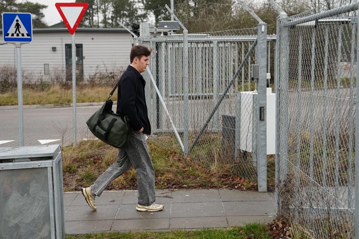 Denmark's Crown Prince Christian arrives to start his military duty at Gardehusarregimentet on Antvorskov Kaserne, in Slagelse, Denmark, Monday Feb. 3, 2025 (Mads Claus Rasmussen/Ritzau Scanpix v ...