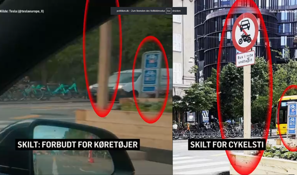 Die dänische Zeitung «Politiken» deckt in Teslas Werbevideo für den Fahrassistenten «Full Self-Driving» mehrere Verkehrsverstösse auf.
