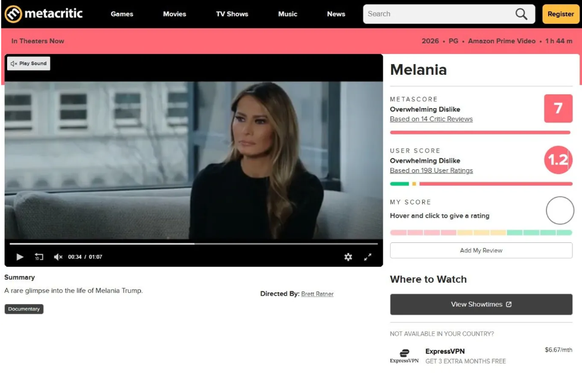 Verheerende Kritiken: Presse und Zuschauer verreissen die Doku "Melania".
