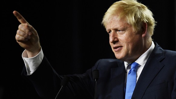 epa07798883 (FILE) - Britain's Prime Minister Boris Johnson speaks at a press conference at the G7 summit in Biarritz, France, 26 August 2019 (reissued 28 August 2019). According to reports, British g ...