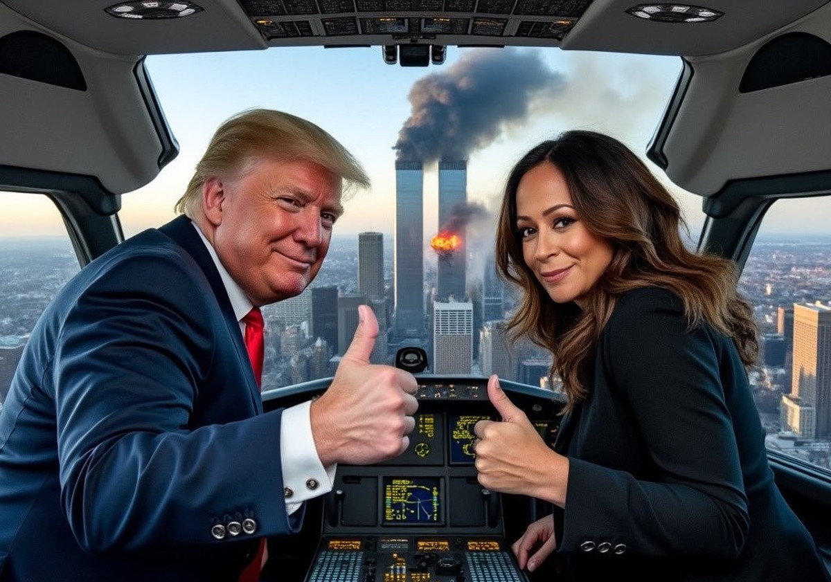 KI-generiertes Bild zeigt Donald Trump und Kamala Harris.