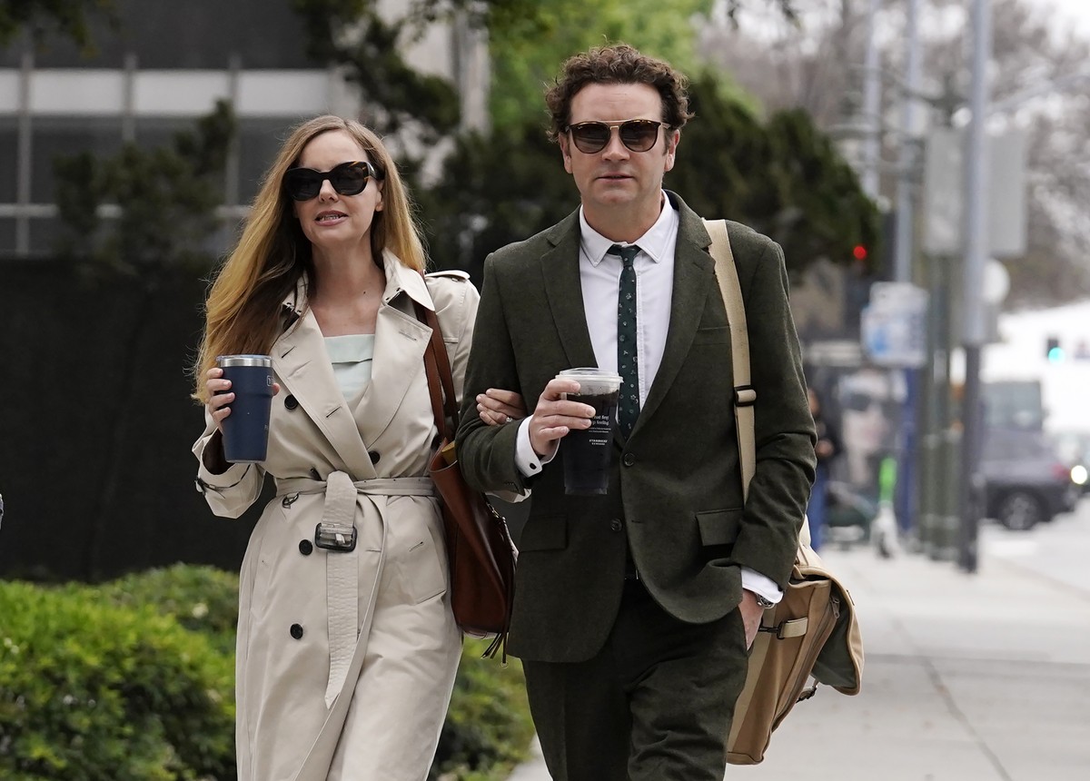Danny Masterson and his wife Bijou Phillips arrive for closing arguments in his second rape trial, Tuesday, May 16, 2023, in Los Angeles. Masterson is charged with raping three women at his Los Angele ...
