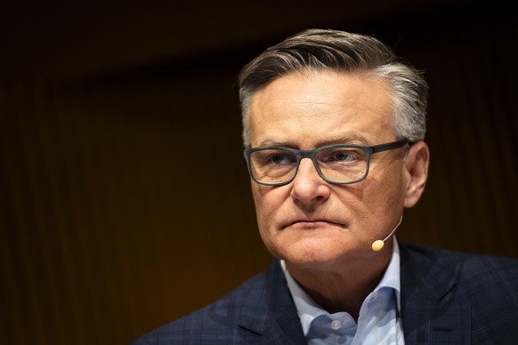 Mario Irminger, Praesident der Generaldirektion des Migros-Genossenschafts-Bundes spricht an der Bilanzmedienkonferenz der Migros am Dienstag, 26. Maerz 2024 in Zuerich. . (KEYSTONE/Michael Buholzer)