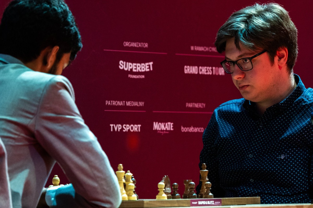 Grand Chess Tour - Superbet Rapid &amp;amp Blitz Poland 2024 Kirill Shevchenko is playing on the first day of the Superbet Rapid &amp; Blitz Poland 2024 chess tournament in Warsaw, Poland, on May 8, 2 ...