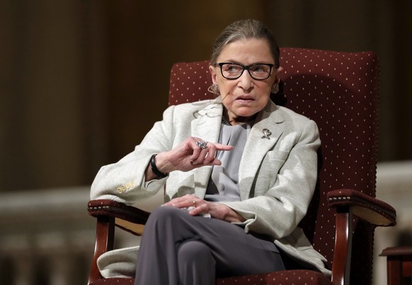 FILE - In this Feb. 6, 2017 file photo, Supreme Court Justice Ruth Bader Ginsburg speaks at Stanford University in Stanford, Calif. &quot;My most fervent wish is that I will not be replaced until a ne ...
