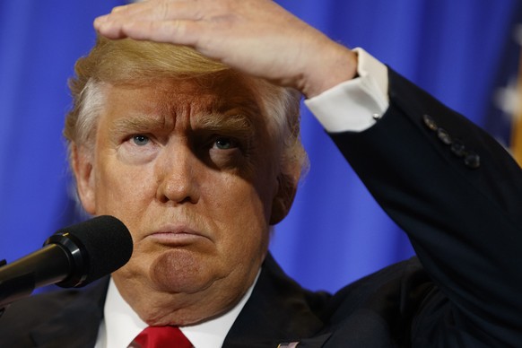 President-elect Donald Trump speaks during a news conference in the lobby of Trump Tower in New York, Wednesday, Jan. 11, 2017, in New York. (AP Photo/Evan Vucci)