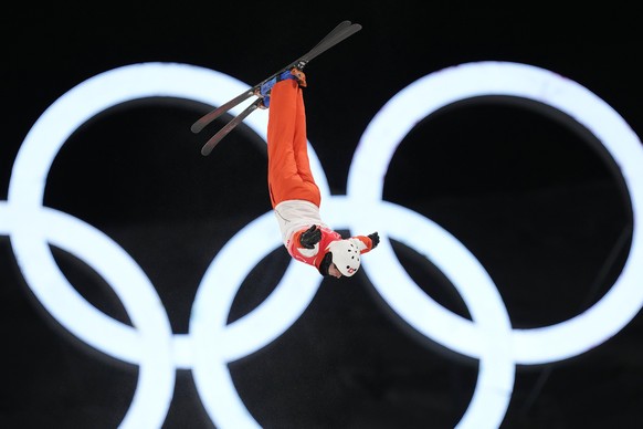 Switzerland&#039;s Pirmin Werner competes during the men&#039;s aerials finals at the 2022 Winter Olympics, Wednesday, Feb. 16, 2022, in Zhangjiakou, China. (AP Photo/Lee Jin-man)