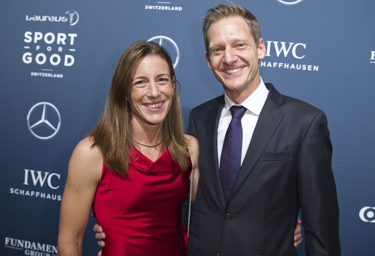 Zurich, Switzerland - November 23, 2019: Laureus Charity Night with Triathletes Nicola Spirig and Reto Hug. World Sports Awards. Award. Laureus Charity Night 2019 Zurich