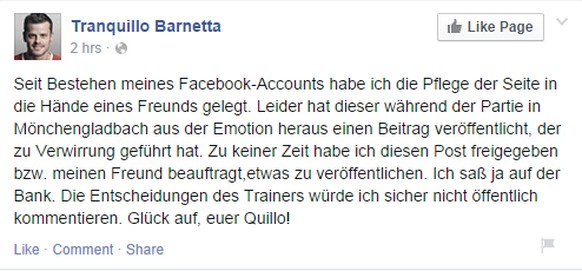 Barnettas Rechtfertigung nach dem Tweet.