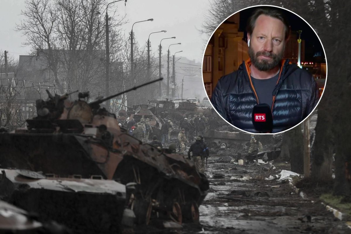 RTS-Journalist Sébastien Faure traf am Sonntag in Butscha ein.
