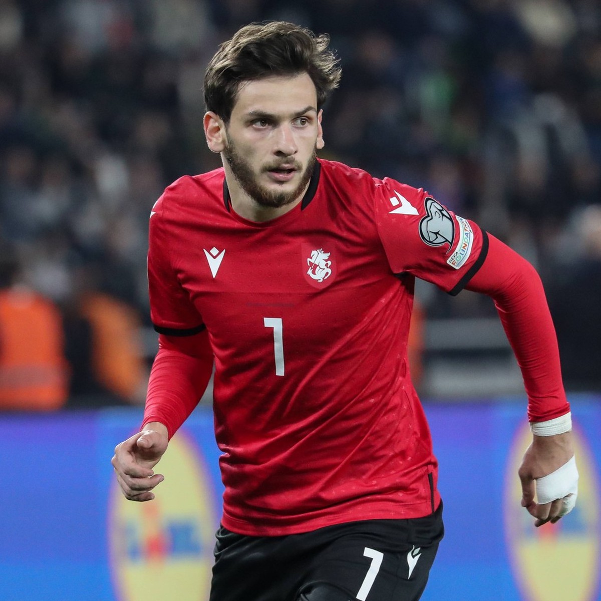 Khvicha Kvaratskhelia of Georgia during the UEFA European Championship, EM, Europameisterschaft Qualifying match between Georgia and Scotland at the The Boris Paitchadze Dinamo Arena on November 16, 2 ...