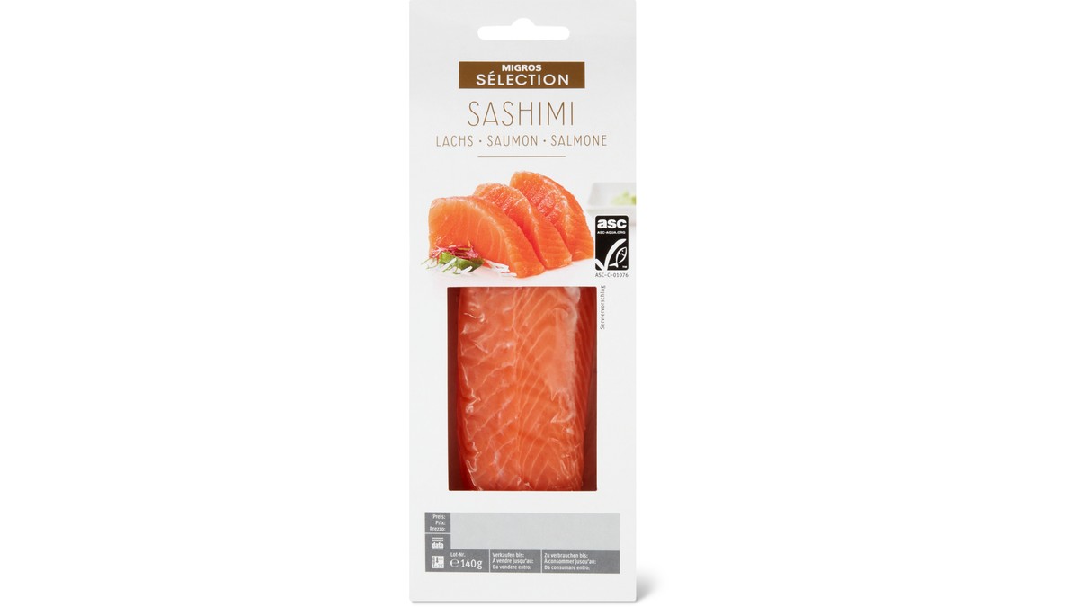 Die Migros ruft diese Sashimi Lachsfilets wegen eines Bedruckungsfehlers zurück.