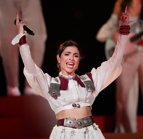 LADANIVA of Armenia performs the song Jako during the dress rehearsal for the second semi-final at the Eurovision Song Contest in Malmo, Sweden, Wednesday, May 8, 2024. (AP Photo/Martin Meissner)
LADA ...